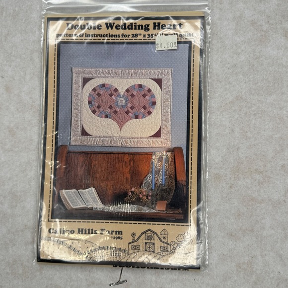 Vintage 1985 Calico Hills Farm Double Wedding Heart Quilt Pattern - Picture 1 of 2
